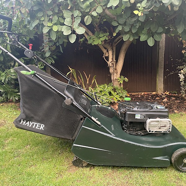 Hayter Harrier 56 Self Propelled Petrol Lawn Mower with Steel Roller. Leigh Mowers